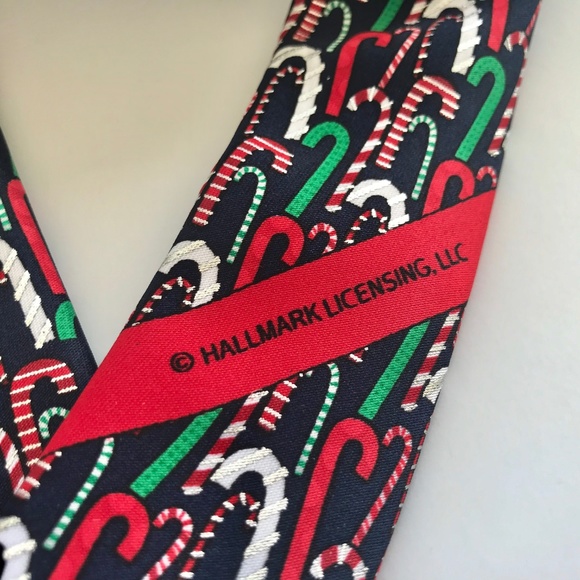 Mens Christmas NeckTie Tie Candy Cane Hallmark - Picture 6 of 7